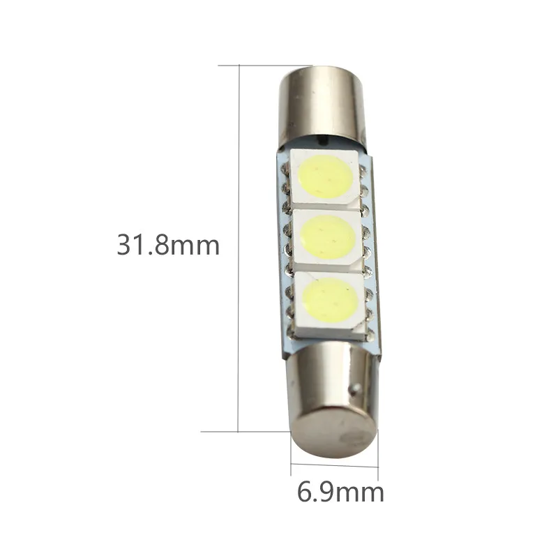 10 шт. прожектор Festoon Dome T6.3 28 мм 31 3 SMD 5050 Светодиодная лампа 3smd автомобильные