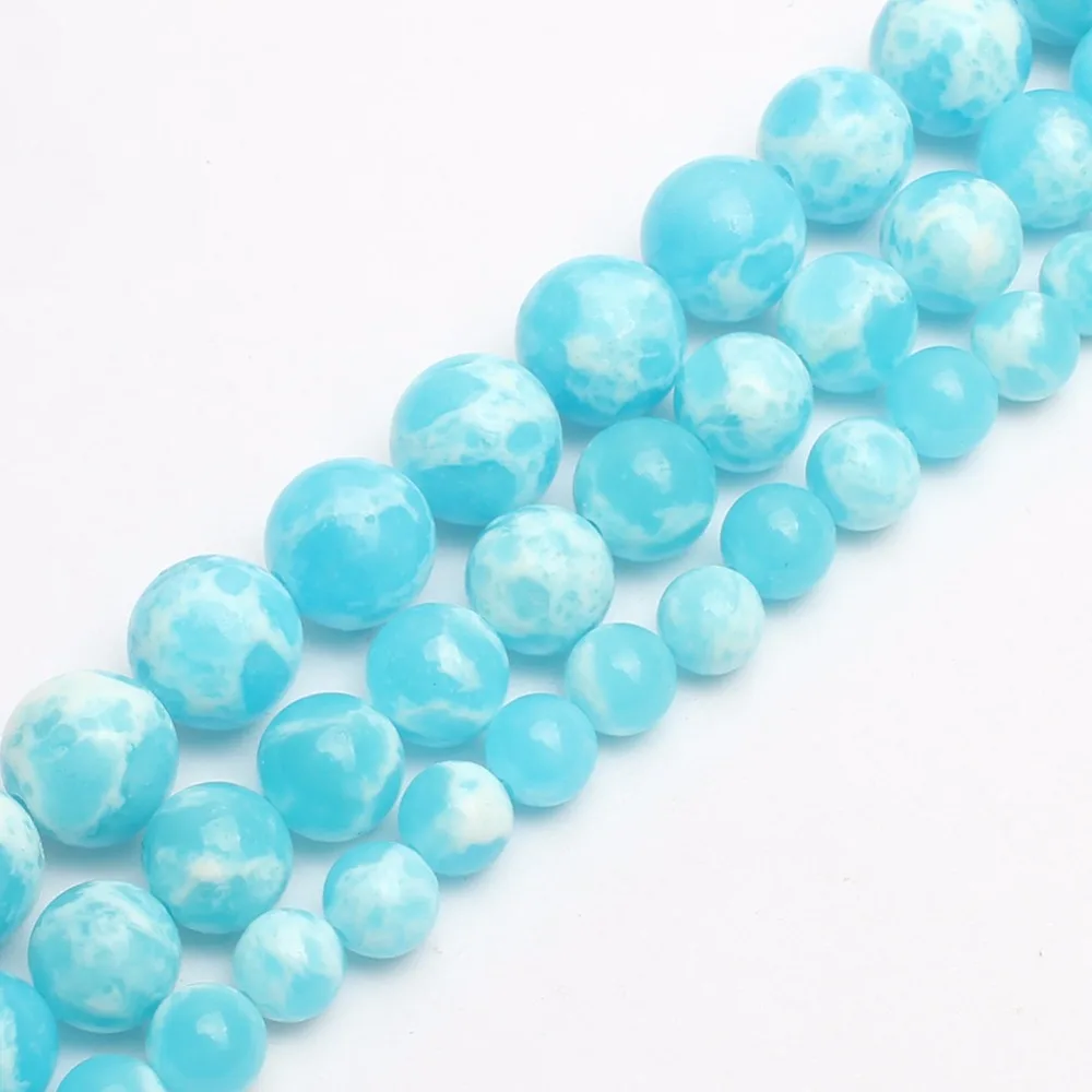 Skyblue Imperial Stone Round Loose beads ball For Jewelry Making DIY Bracelet Necklace 15 inches 6/8/10 mm pick size | Украшения и