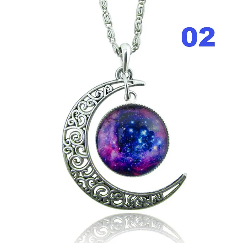 Винтажный Вид Луна галактика стекло камея из кабошона Demo Universe Подвеска Ожерелье |
