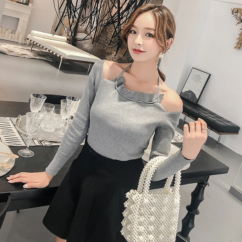 Сексуальная Холтер бренд хипстер женская одежда базовый вязаный свитер осень