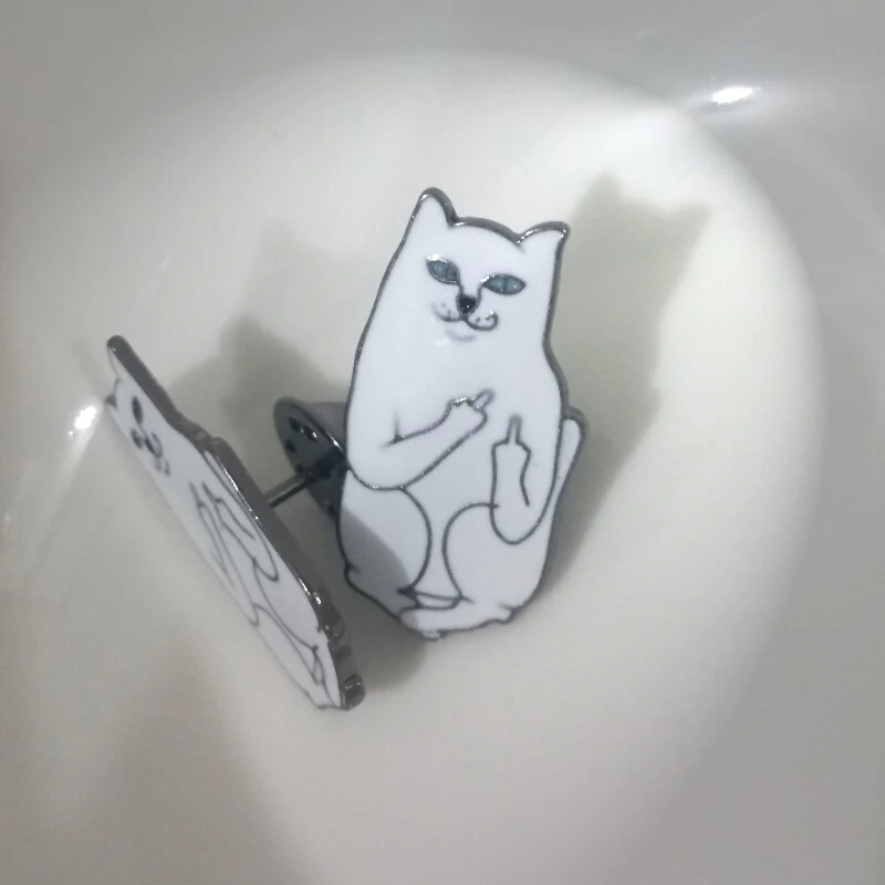 Miage милый мультфильм животных брошь кошка банановые листья забавные Открытая