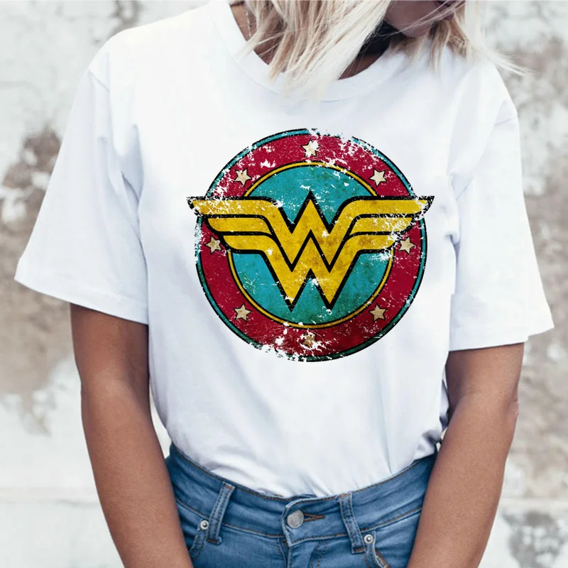 Wonder Woman футболка ulzzang футболка женская футболка в стиле Харадзюку femme хип-хоп женский летний топ уличная одежда с рисунком