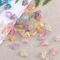 30pcs 11x12mm transparent 3d acrylic leaf petals flower frosted acrylic spacers beads for wedding earring diy makeing accessory
