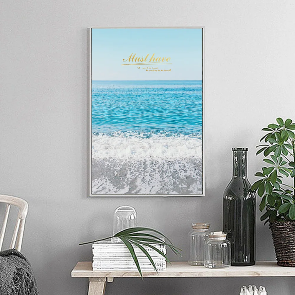 Nordic Decoration Landscape Sea Beach Motorcycle Wall Art Canvas Painting Posters and Prints Pictures for Living Room Decor | Дом и сад