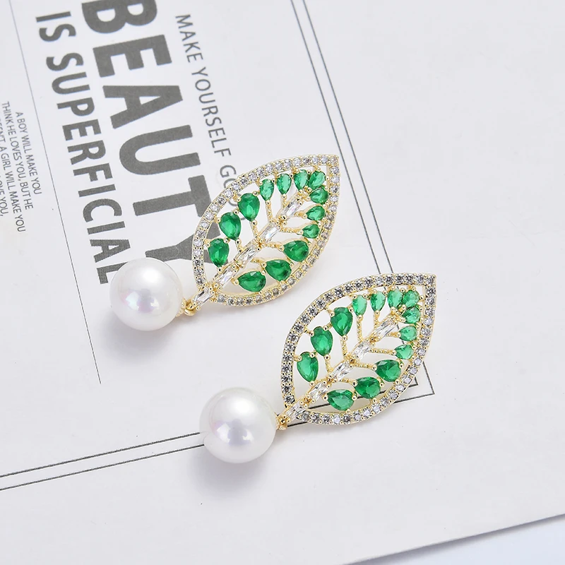 Zhijia уникальные очаровательные женские серьги-гвоздики в форме листа с