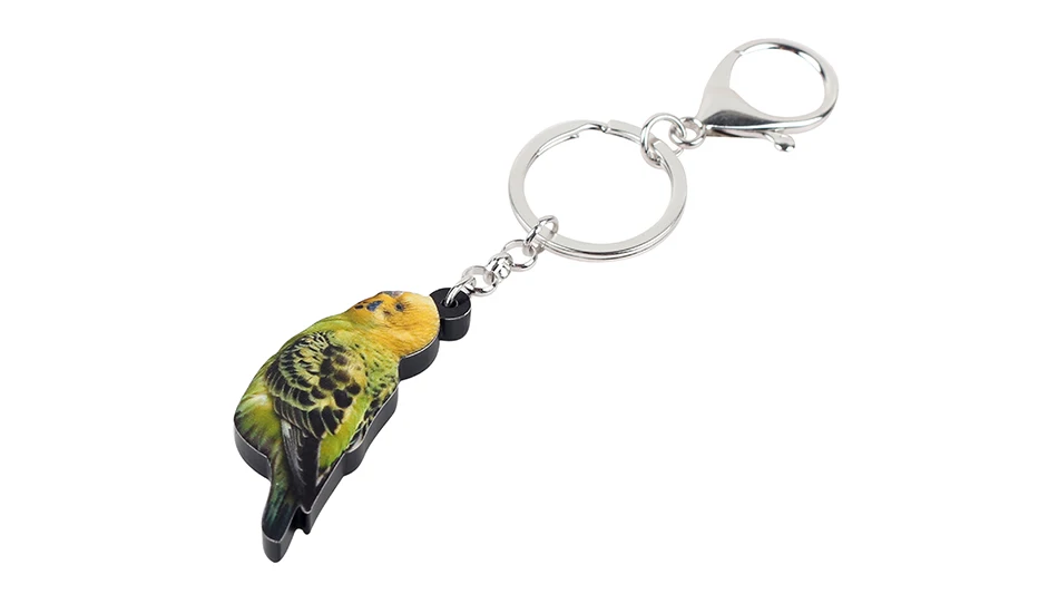 Bonsny акриловые Budgerigar попугай птица брелок кольцо Уникальный животных Ювелирные изделия для женщин обувь девочек Сумка