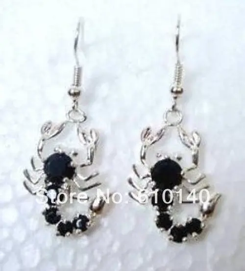 Натуральный Черный скорпион e серебро Для женщин Серьги ювелирные изделия|black silver