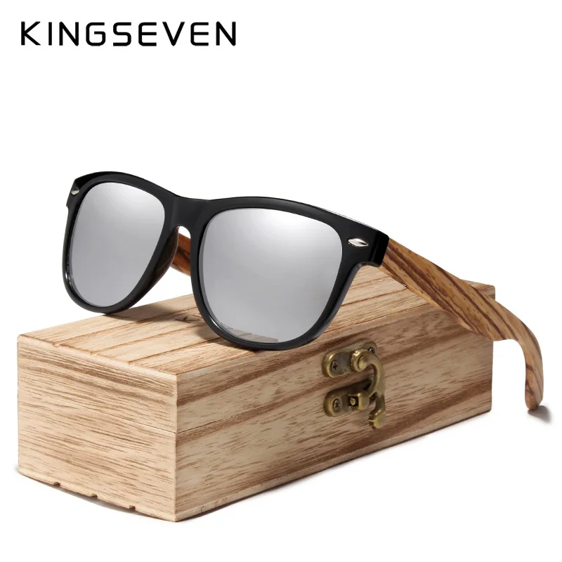 KINGSEVEN поляризационные солнцезащитные очки из натурального дерева с изображением