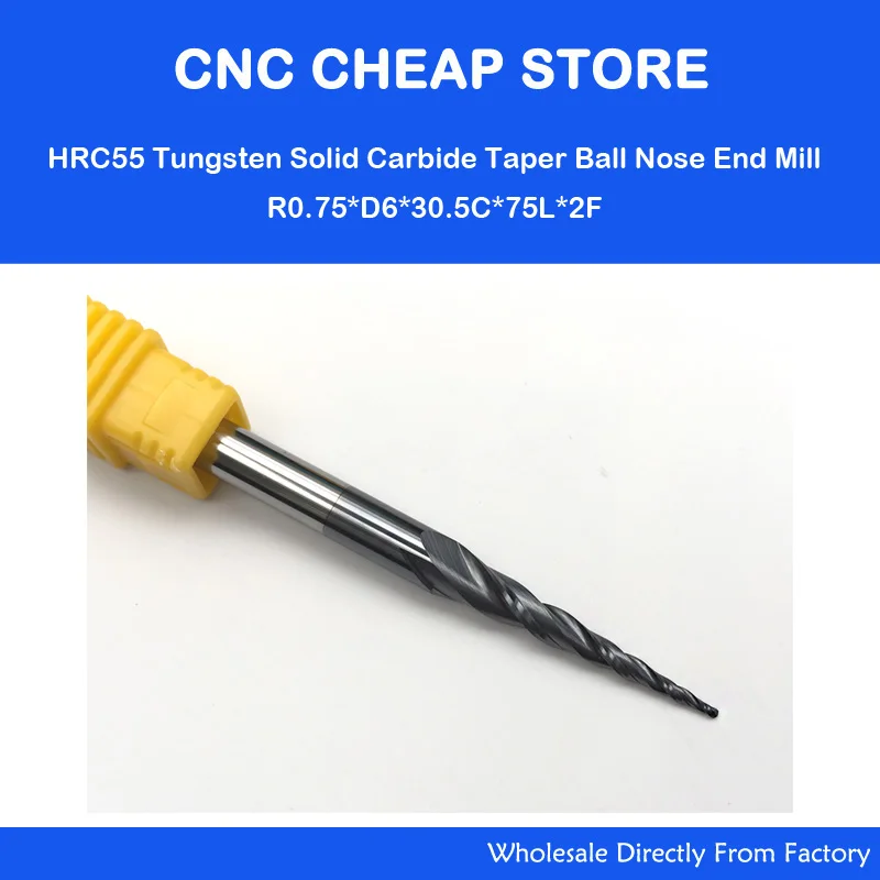 2 шт./лот R0.75 * D6 30 5 75L 2F HRC55 длинная Флейта с вольфрамовым твердосплавным покрытием