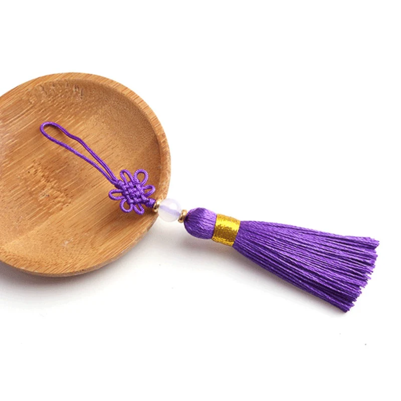 dark purple Китайский узел, смешанные цвета, длинная полиэфирная нить, кисточка, 5 шт., для браслета, подвеска в виде ключа, цепочка, сделай сам, подвеска, шарм, поиск - Цвет: dark purple