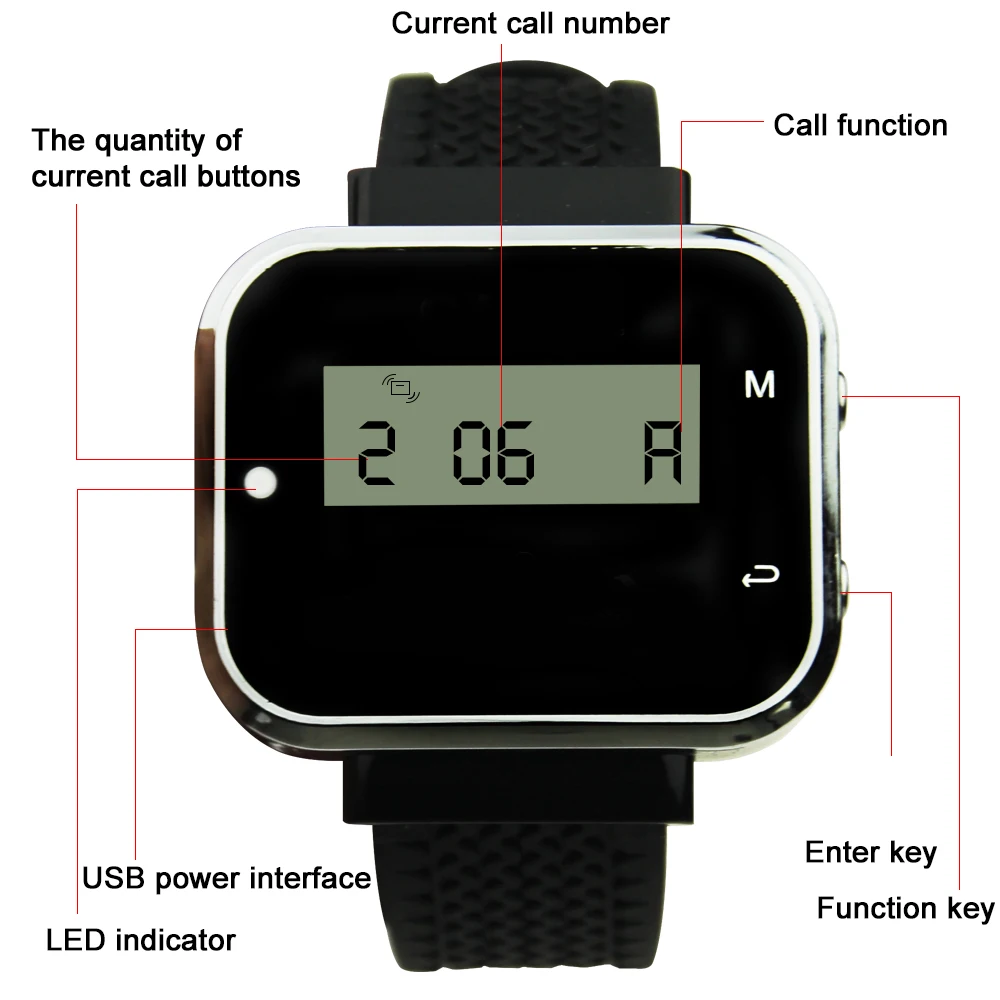 

JINGLE BELLS wireless calling systems 6 call button+1 watch pager for restaurants/waiter call button hotel waiter calling system
