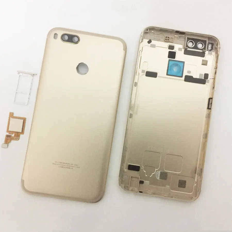 Gold Для Xiaomi mi A1 5X mi A1 mi 5X чехол для батареи Корпус задняя дверь корпус+ датчик отпечатков пальцев гибкий кабель+ Sim лоток - Цвет: Gold