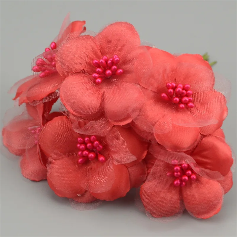 Red 6 шт./лот, 5 см, шелк, скрапбукинг, мини-роза, искусственная бутоньерка, букет цветов для свадебного украшения, сделай сам, венок, ремесло, свадебный цветок - Цвет: Red