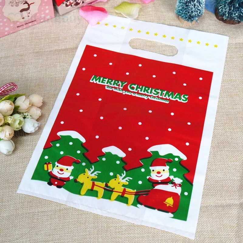 100 шт с Рождеством пластиковый мешок Рождественский подарок сумка для