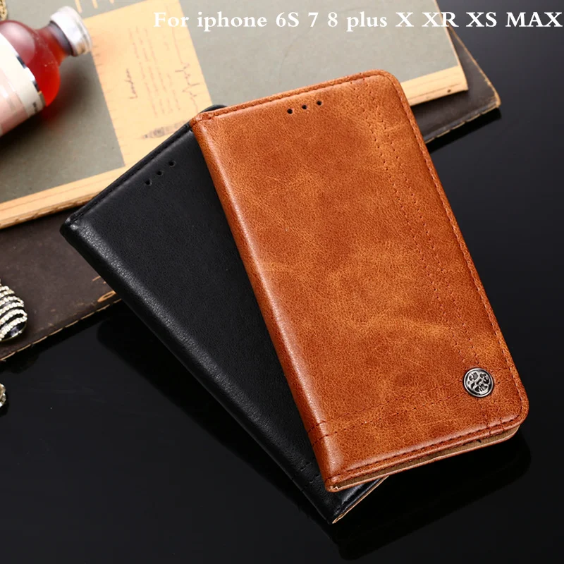 Чехол для iphone 6/6S/7/7 plus Винтаж Флип Кожаные чехлы 8 X чехол XR XS Max кошелек Flip Book Cover|case