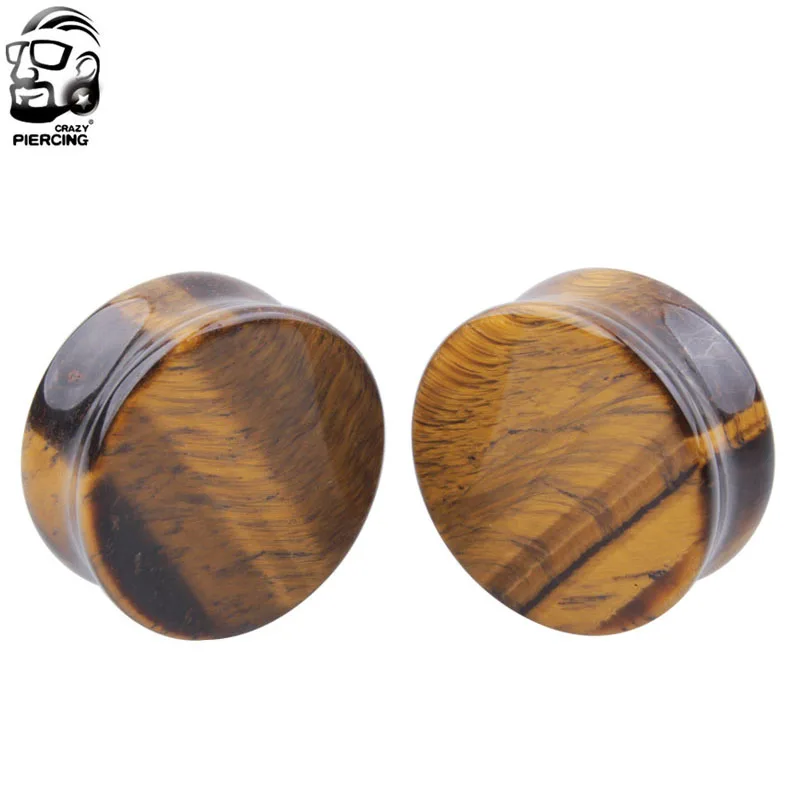 Пара Эспандер для ушей украшения пирсинга желтый тигровый глаз органический