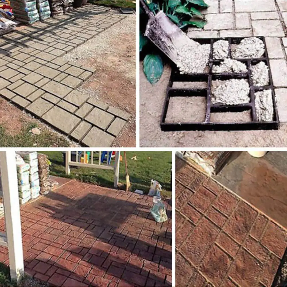 Украшения сада тротуара Плесень DIY Пластиковые траектории производитель плесень вручную мощения формы для цементных кирпичей каменной дороги бетонные формы инструмент
