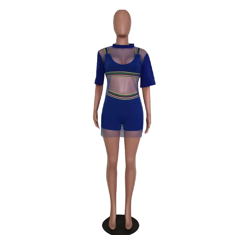 Сексуальный комплект из трех предметов летний костюм сетчатый укороченный топ и