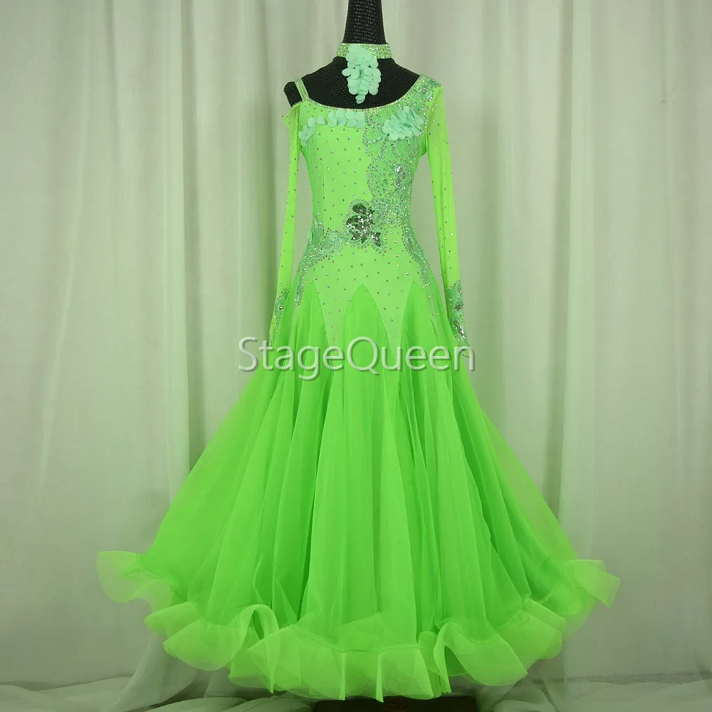 Стандартный бальный зал танцевальный костюм 100% новый блестящий стеклянный