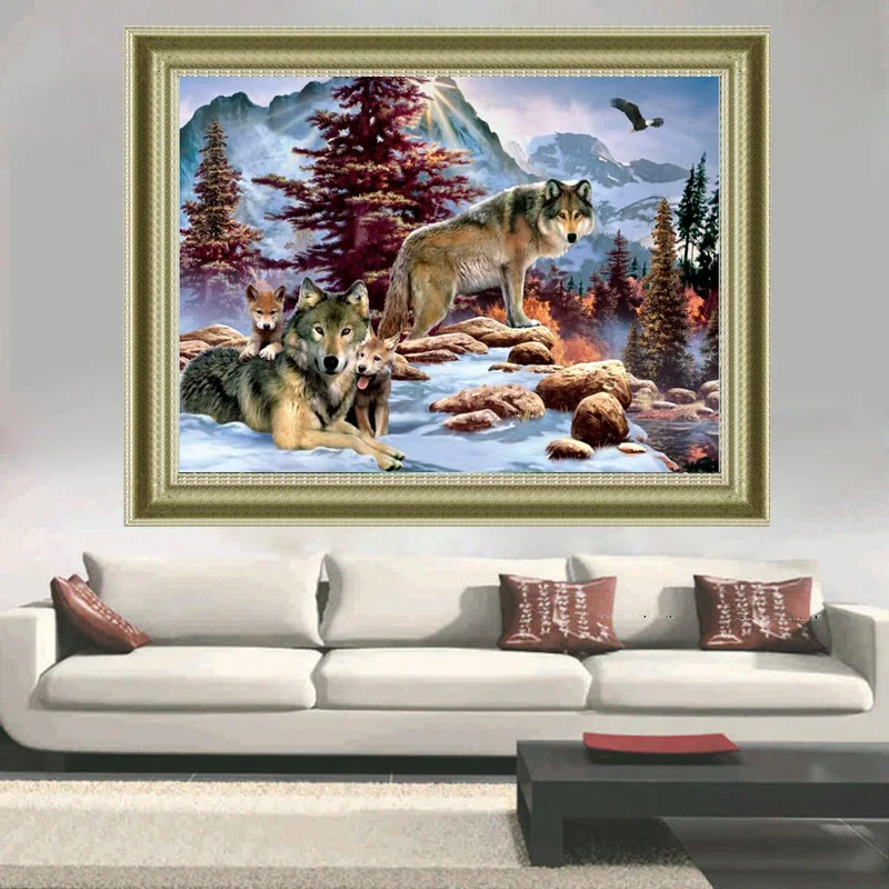 Алмазная живопись сделай сам алмазная вышивка с изображением семьи волка