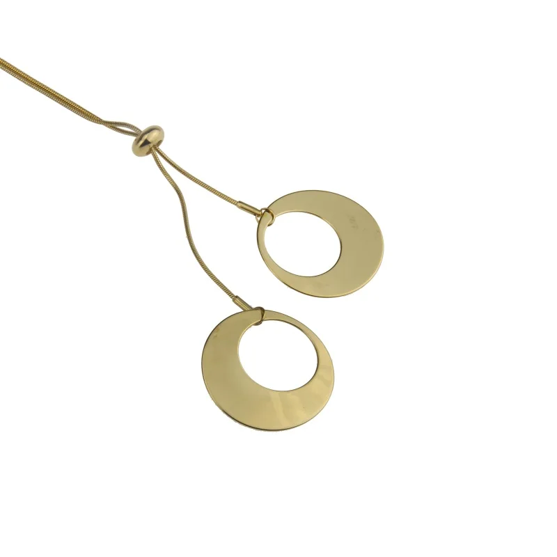 Новый дизайн Золотое ожерелье из нержавеющей стали длинное Регулируемая Дамская