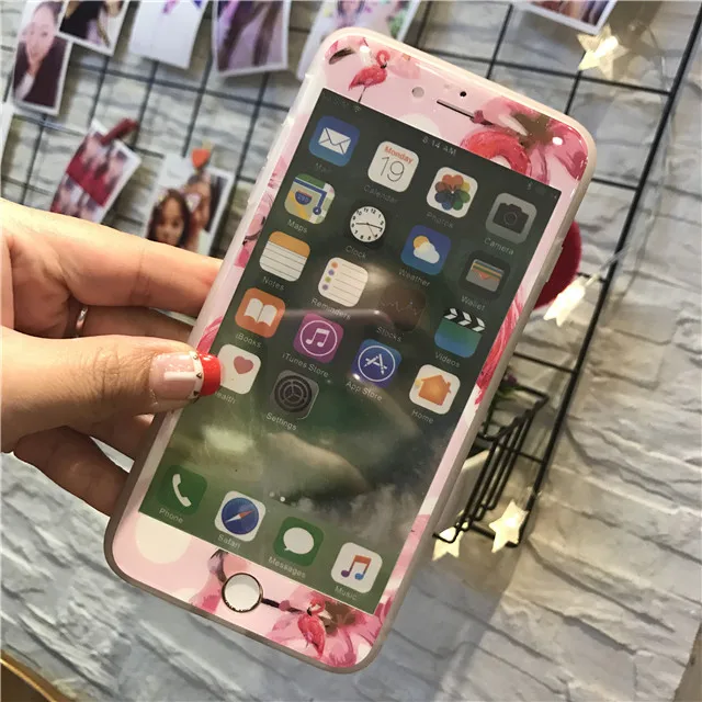 Закаленное стекло для iPhone 6 6S 7 Plus, защитная пленка для экрана, для iPhone 8 Plus, милый кролик, цветы, лист, фламинго - Цвет: 112