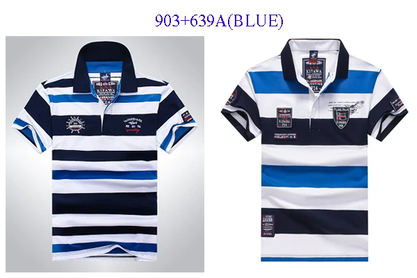 903-639A-BLUE Высокое качество Топы И Футболки мужские Tace Shark Рубашки поло модные стильные летние полосатые Shark брендовые рубашки поло с коротким рукавом для мужчин - Цвет: 903-639A-BLUE