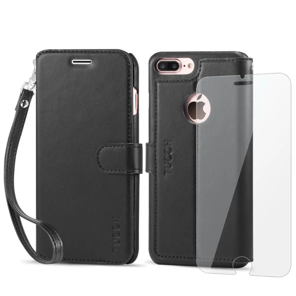 Tuch кожаный бумажник чехол для iPhone 7 Plus слоты карт флип Бумажник Стенд ремешок