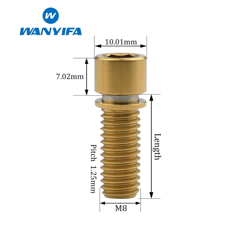 Титановый "Wanyifa" Болт M8x20mm M8x25mm Аллен маленький клеймо с шайбой для BMX стержень велосипедный вынос руля