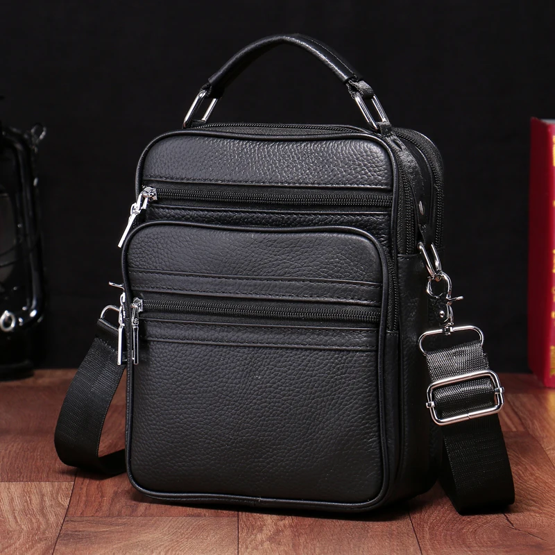 

BAQI Brand Men Handbags Genuine Leather Cow Leather Man Shoulder Messenger Bag 2019 Fashion High Quality Casual Ipad Phone Bag