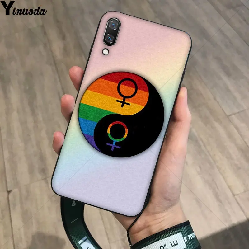 Yinuoda гей лесбиянок ЛГБТ Радуга Прайд черный чехол для телефона Huawei P20Lite P10 Plus Mate10Lite