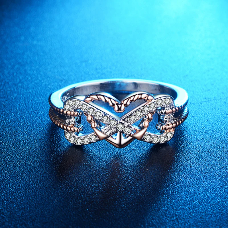 Utimtree Trendy Female AAA Zircon Heart Rings for Women Fashion 925 Silver Jewelry Engagement Wedding Ring Band Anillos Bijoux | Украшения