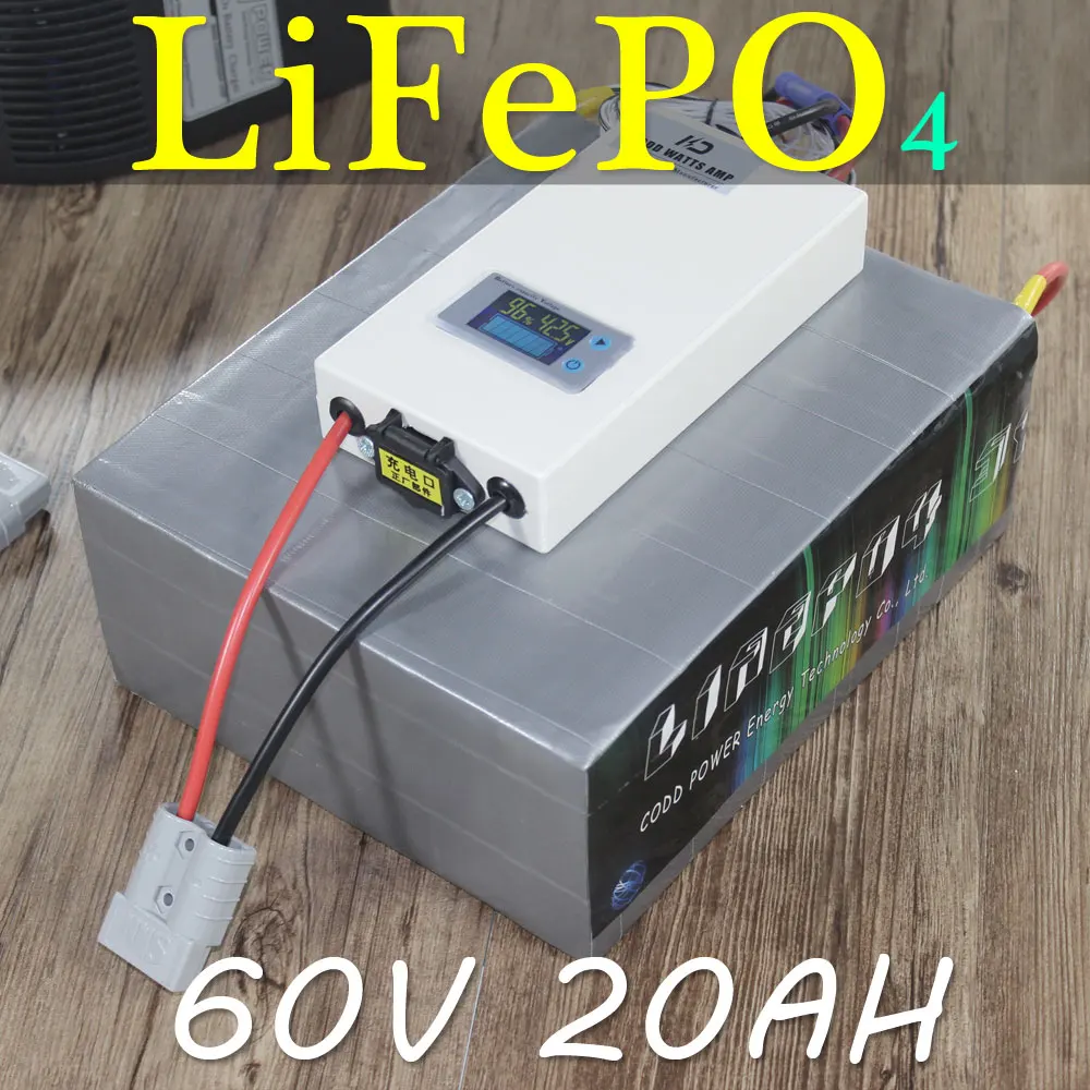 60 В 20AH LiFePO4 Батарея Pack 2000 Вт Электрический велосипед Скутер LiFePO4 Батарея Pack