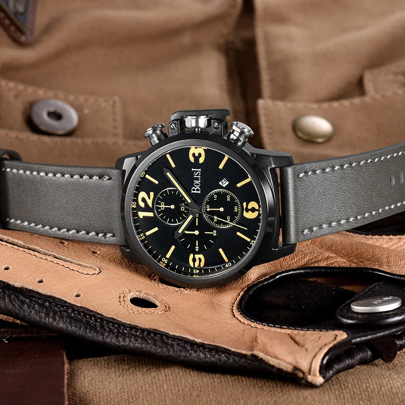 Мужские Ретро часы 30 м водостойкий хронограф кварцевые наручные большой