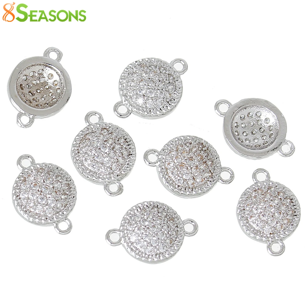 8 сезонов медные соединители Круглые Платиновый цвет проложить Циркон 11 мм (3/8 &quot)
