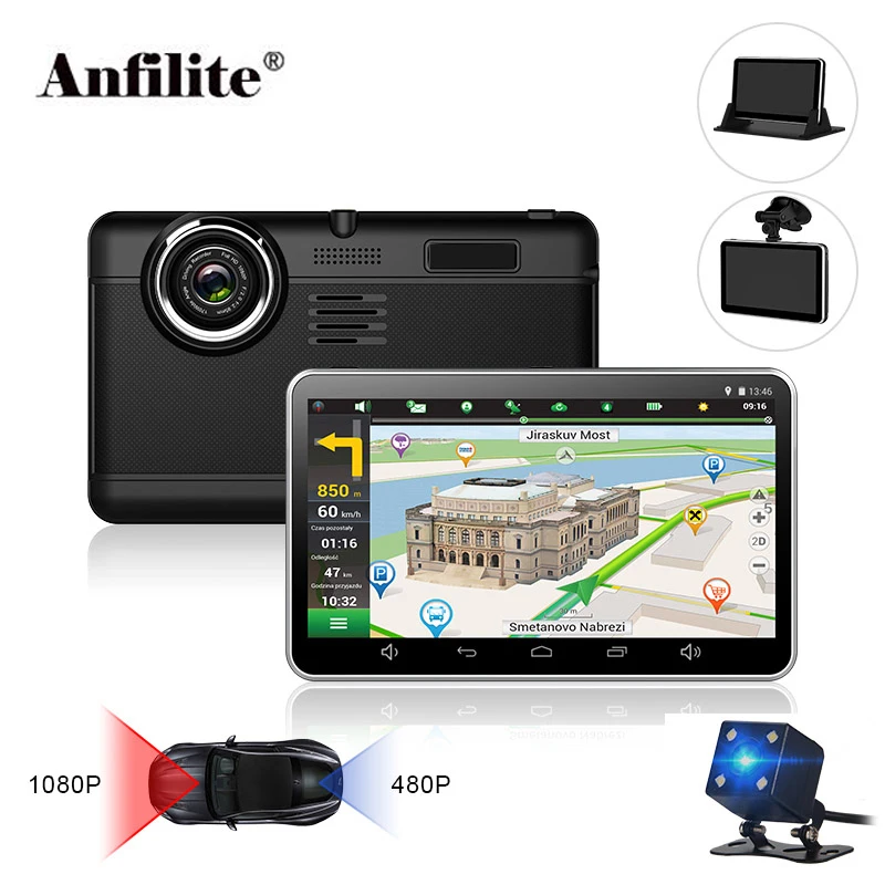 Автомобильный видеорегистратор Anfilite 7 дюймов 10 шт. емкостный экран Android GPS