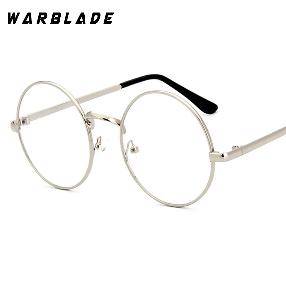 silver WarBLade, винтажные круглые очки, прозрачные линзы, Модная Золотая круглая металлическая оправа, очки, оптическая оправа для мужчин и женщин, оправа для очков, поддельные очки - Цвет оправы: silver