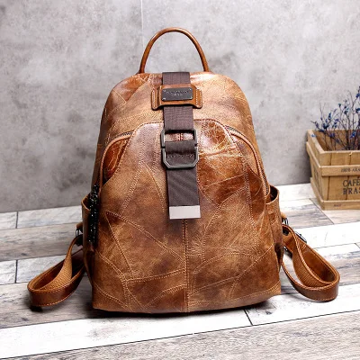 Коричневый Высококачественный Женский рюкзак из натуральной кожи, рюкзак от известного бренда, женские рюкзаки из натуральной кожи, модная сумка в консервативном стиле - Цвет: Коричневый