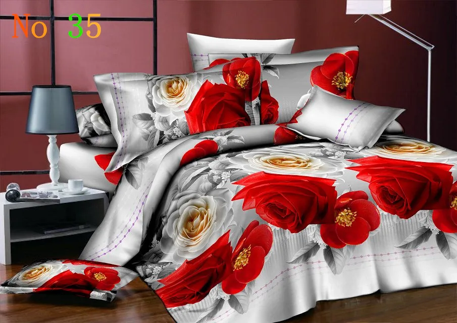 Top quality! 3D hot Bedding Set family cotton comforter coverlet set queen size 4 pcs | Дом и сад