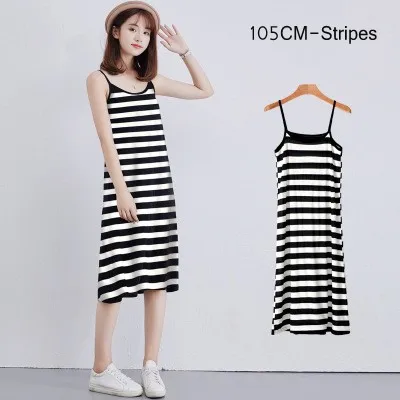 Stripes 105cm Женское платье-комбинация из модала на тонких бретельках, жилет, юбка 90-120 см, длинное платье, камзоли, Нижняя юбка - Цвет: Stripes 105cm