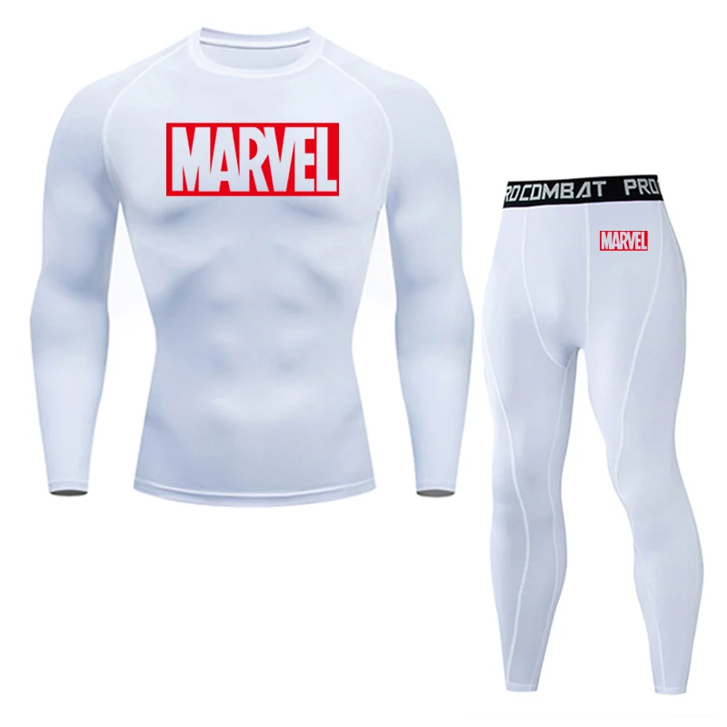 2-piece set 4XL компрессионные для ММА ны спортивный костюм для мужчин s спортивный костюм для бега Rashgard комплект для бега Мужская спортивная одежда мужские Фитнес Тренировочные утягивающие - Цвет: 2-piece set