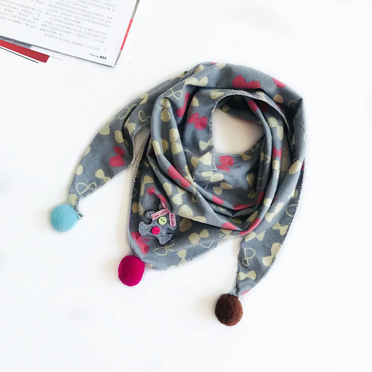 Bowknot is grey Детские шарфы-нагрудники осень-зима хлопок Треугольники шарф для девочек, для мальчиков с рисунками из мультфильмов милые шарфы с круглым воротником и шейный платок - Цвет: Bowknot is grey