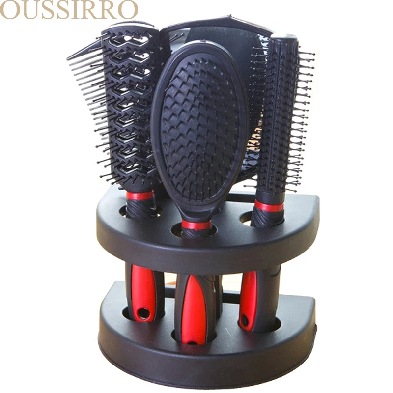 5pcs Professional Hair Salon Comb And Mirror Kits Barber Brushes Anti-static Hairbrush Care Styling | Красота и здоровье