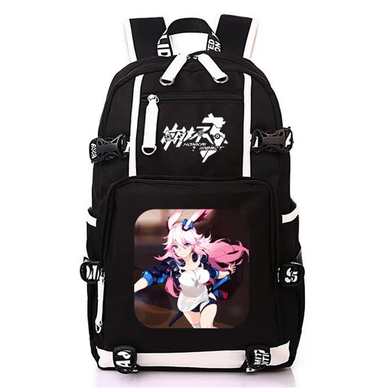 Холщовый Рюкзак Honkai Impact для ноутбука с USB зарядкой дорожный ранец из ткани