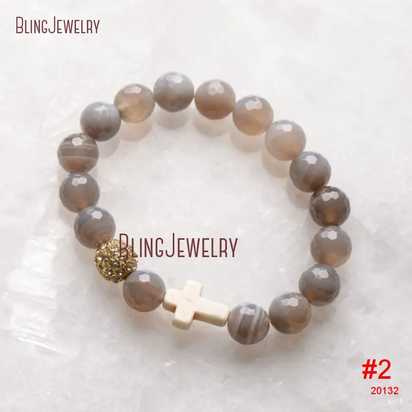 Бохо шик дзи агатовый камень белый Turquoises Howlite Крест Браслеты BM20130 - Окраска металла: BM20132