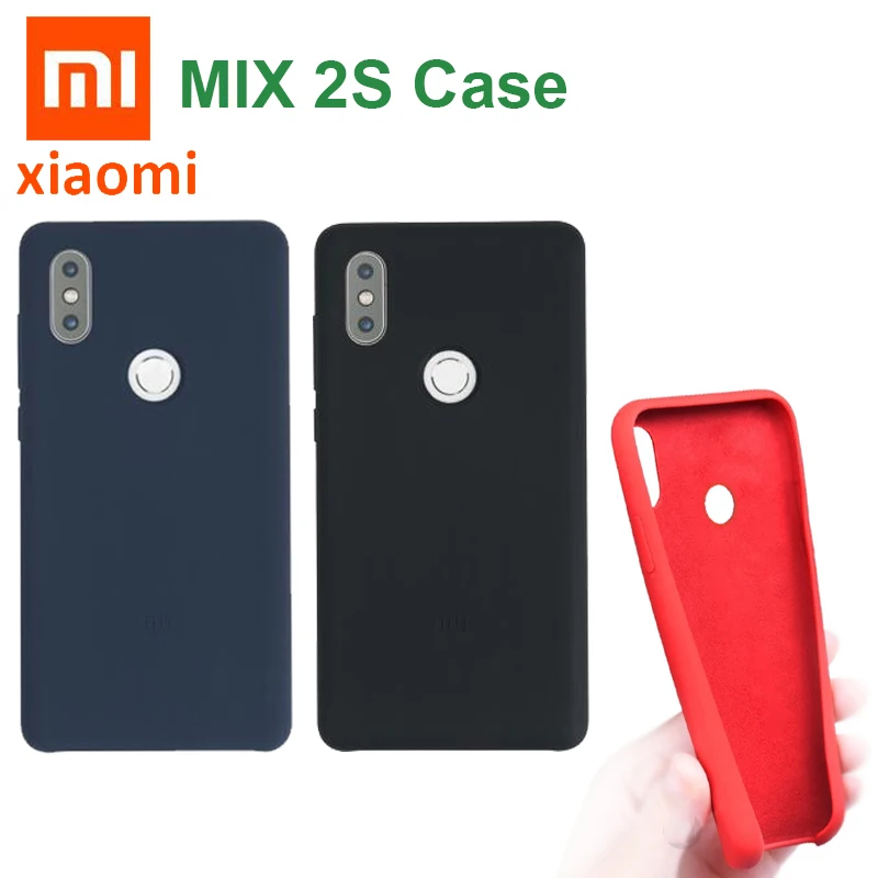 Оригинальный чехол Xiaomi MI MIX 2S жидкий силиконовый мягкий волоконный для задней