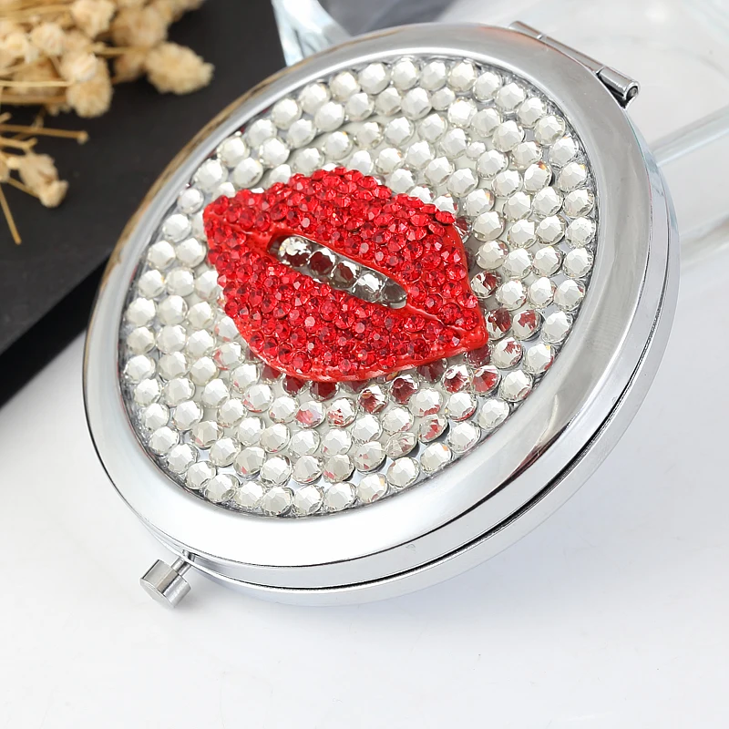 Украшенное кристаллами интимные губы мини карманное зеркало для красоты