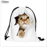 1 piece 3d cat animal printing classic forever brand mochila escolar man bag travel mochilas backpack drawstring bag