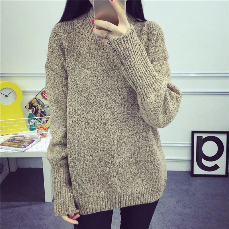 Женский толстый свитер с воротником средней длины Модные свободные