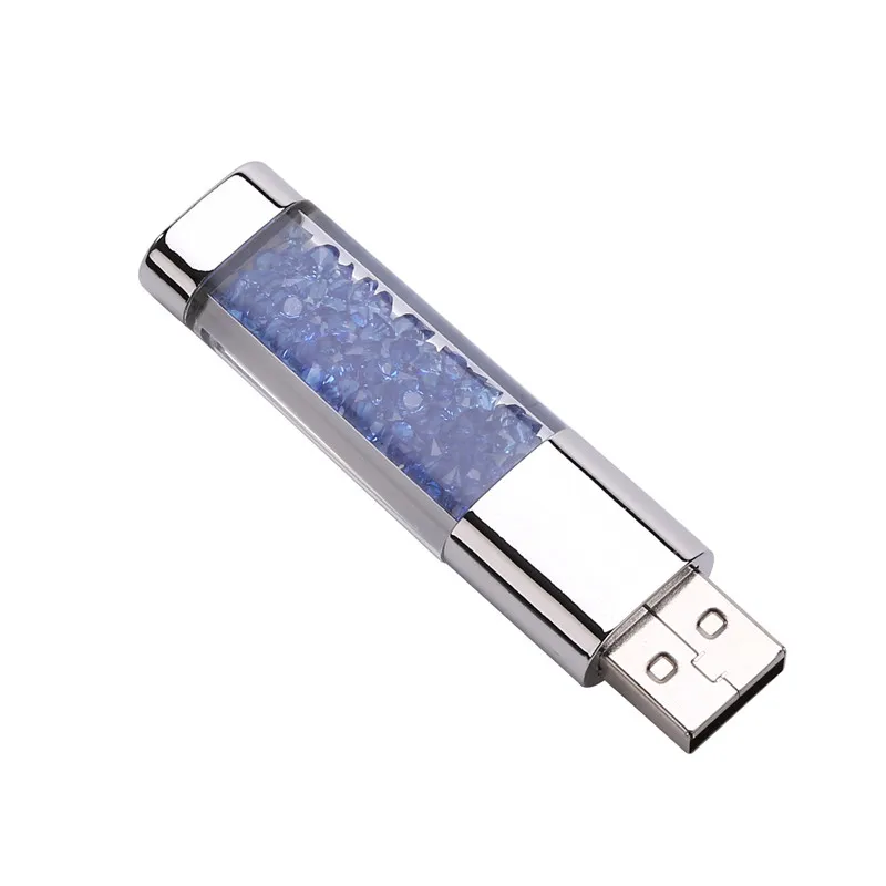 Blue JASTER USB 2,0 модный Кристальный подарок USB флеш-накопитель прозрачный флеш-накопитель 4 ГБ 16 ГБ 32 ГБ 64 Гб карта памяти usb U диск логотип клиента - Цвет: Blue